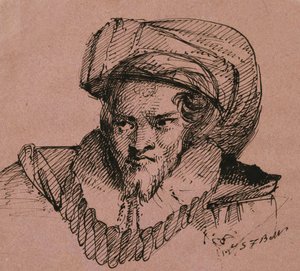 Hoofd van een man met gevederde hoed, 1840 door Samuel Finley Breese Morse